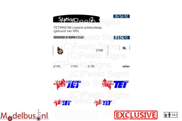 TET 2166 decalset voor Artitec 487.070.38 achteruitstap Leyland