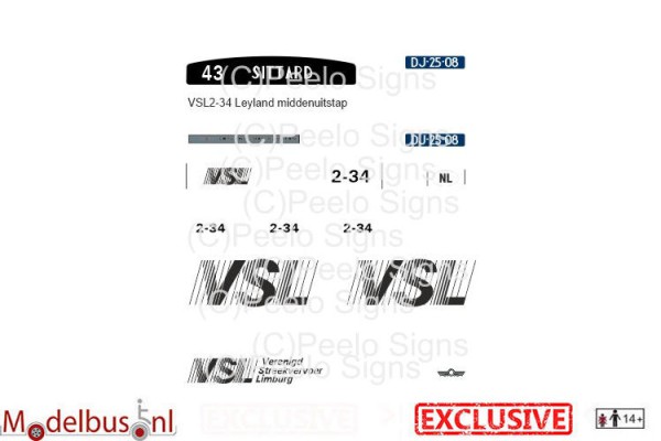 VSL 2-34 decalset voor Artitec 487.070.37 middenuitstap Leyland