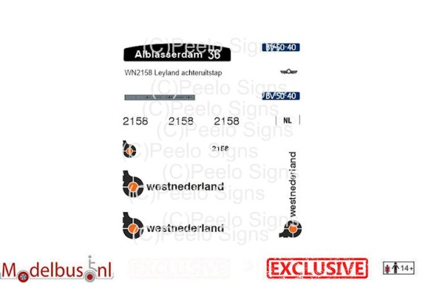 WN 2158 decalset voor Artitec 487.070.37 middenuitstap Leyland Den Oudsten