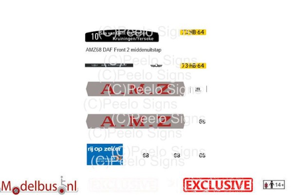 AMZ 68 decalset voor Artitec 487.070.39 middenuitstap DAF den Oudsten