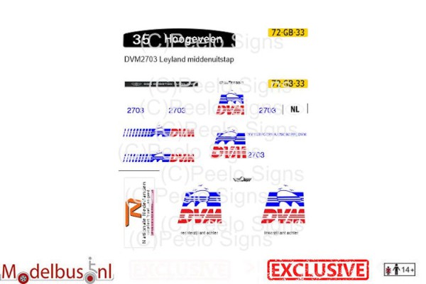 Artitec 487.070.37 DVM 2703 Standaard streekbus Leyland decalset