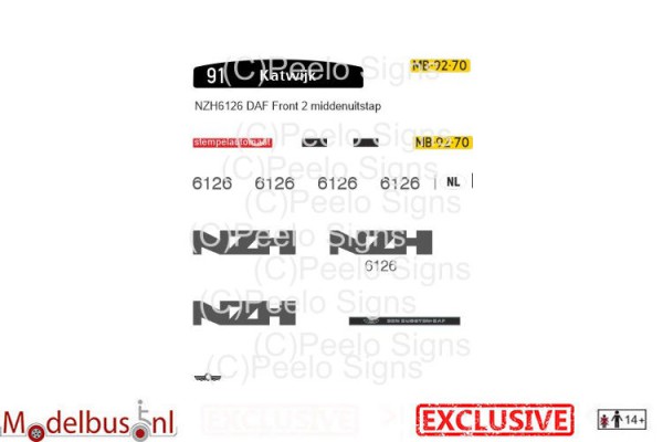 NZH 6126 decalset voor Artitec 487.070.39 DAF front 2
