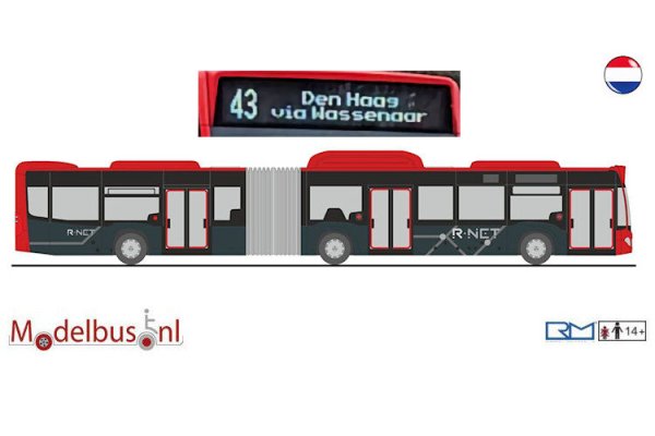 Rietze 73595-43 R-NET EBS Mercedes Benz Citaro G NGT Haaglanden lijn 43 Den Haag via Wassenaar 