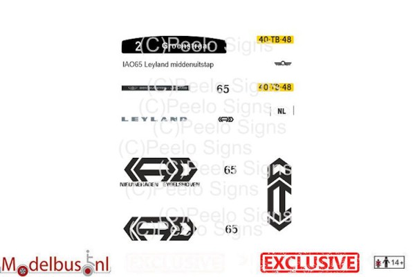 IAO 65 decalset voor Artitec 487.070.37 middenuitstap Leyland Den Oudsten