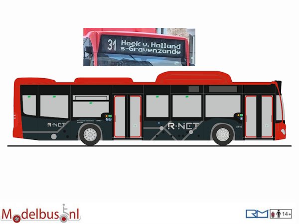 Rietze 73500-31 EBS R-NET Mercedes Benz NGT 5116 regio Haaglanden