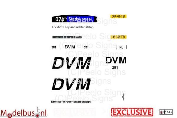 DVM 281 decalset voor Artitec 487.070.38 achteruitstap Leyland