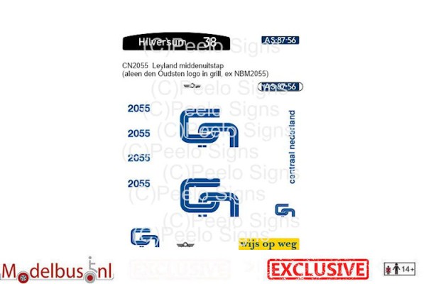CN 2055 decalset voor Artitec 487.070.37 middenuitstap Leyland Den Oudsten