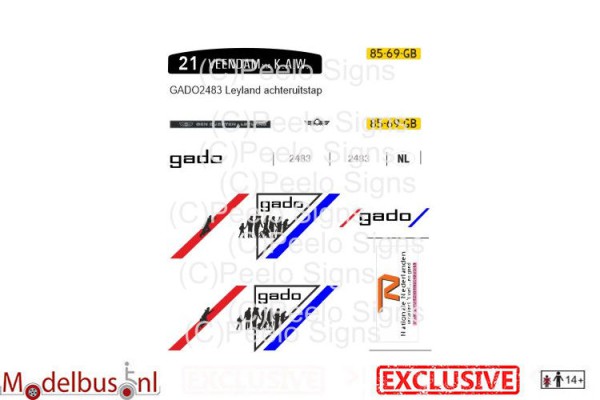 GADO 2483 decalset voor Artitec 487.070.38 achteruitstap Leyland