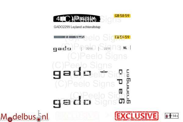 GADO 2299 decalset voor Artitec 487.070.38 achteruitstap Leyland