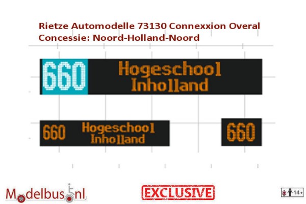 Rietze 73130-d Connexxion Overal 9374 lijn 660 Hoogeschool InHolland