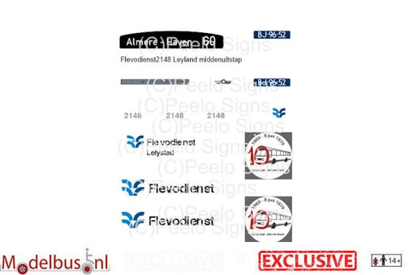 Flevodienst 2148 decalset voor Artitec 487.070.37 middenuitstap Leyland Den Oudsten