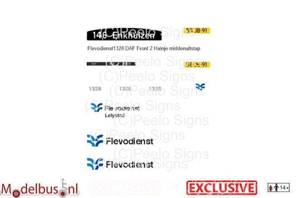 Flevodienst 1328 decalset voor Artitec 487.070.39 middenuitstap DAF Hainje