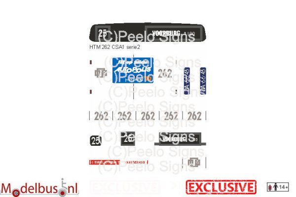 Artitec CSA1 decalset HTM 262 lijn 25 Voorburg ’t Loo 