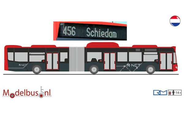 Rietze 73595-456e R-NET EBS Mercedes Benz Citaro G NGT Haaglanden lijn 456 Schiedam