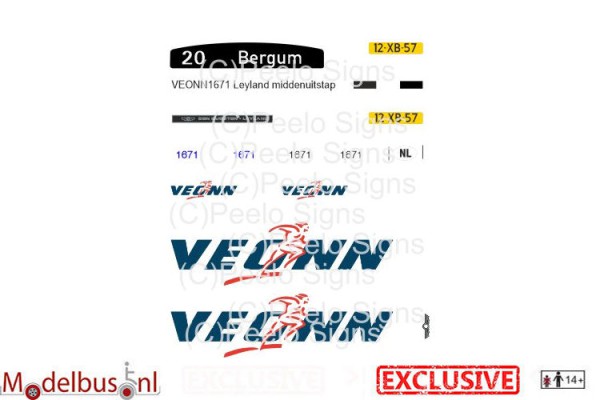 VEONN 1671 decalset voor Artitec 487.070.37 middenuitstap Leyland