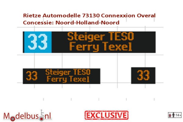 Decalset Rietze 73130 Connexxion Overal 9374 lijn 33 Steiger TESO